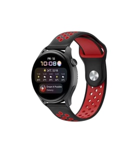 Watch 20Mm Spor Delikli Kordon - Siyah-Kırmızı