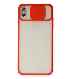 Iphone X Kılıf Palm Buzlu Kamera Sürgülü Silikon - Kırmızı