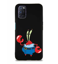Oppo A72 Soft Premier Kapak Bay Yengeç Tasarımlı Silikon Kılıf - Siyah (Şeffaf)