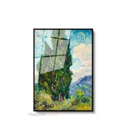 Dikey Çerçeveli Cam Vangogh 51 Modern Ev Dekoru Duvar Sanatı Ev Ofis Tablosu (Siyah)