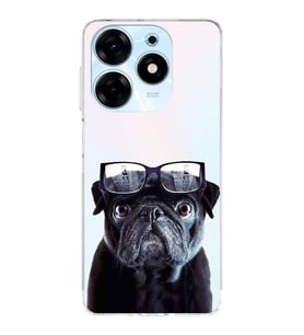 PrintiFy Tecno Spark 10 Pro ile Uyumlu Köpek 3 Kamera Korumalı Şeffaf Kılıf