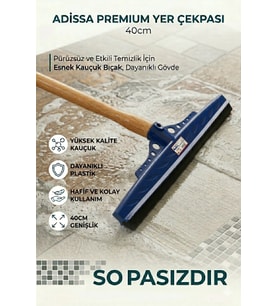 Adissa Premium Mavi Çekpas Çekçek Yersil Ucu 40 Cm Sağlam Kauçuk Dayanıklı Plastik (Sap Hariçtir)