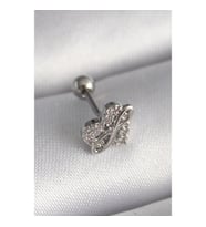 316L Çelik Gümüş Renk Zirkon Taşlı Sonsuzluk Detay Tragus Piercing - TJ-PR1249 TG-V 7552