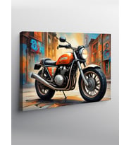 Kanvas Tablo Turuncu Chopper Motosiklet