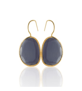 Kadir Jewellery 22 Ayar Altın Kaplama Fosil Taşlı Küpe -El İşçiliği Ve Hipoalerjenik Küpe