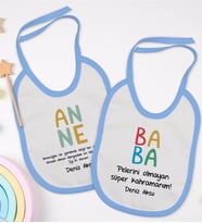 BK Kids Kişiye Özel Anne ve Baba Tasarımlı 2’li Mavi Mama Önlüğü-5