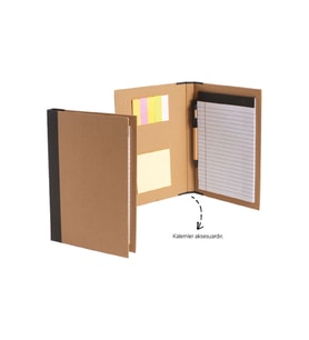 Geri Dönüşümlü Notluk Seti - Renkli Yapışkanlı Not Kağıtları ve Beyaz Not Defteri 25x12,5 cm