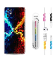 INFINIX Note 11 Pro Note 10 Hot 9 Play Kılıf Kablo Koruma Spiral Silikon Red Blue Leon 1714