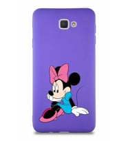 Samsung Galaxy J7 Prime Soft Premier Kapak Minnie Mouse-E Tasarımlı Silikon Kılıf - Mor (Şeffaf)