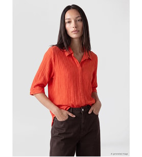 LCW EVERYDAY Mercan Gömlek Yaka Dokulu Oversize Bluz