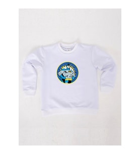 Batman baskılı pamuklu kumaş çocuk sweatshirt (Beyaz)