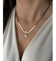 ÇELİK GOLD KALPLİ KOLYE   ( 1 YIL GARANTİLİDİR)