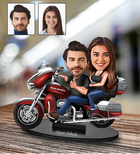Kişiye Özel Motorcu Çift Sevgili Tasarımlı Karikatür Biblo