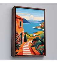 Çerçeveli Pastel Minimalist Deniz Manzarası Tablo (Beyaz)