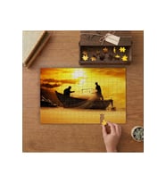 Ağ Atan BalıkçılR- Gün Batımı Tasarımı 240 parça Ahşap Puzzle Ahşap Kutuda MP00840