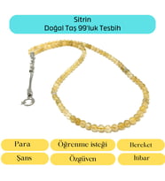 Sertifikalı Sitrin 6mm 99luk Doğal Taş Tesbih