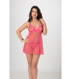 Pembe Tül Gecelik - 654