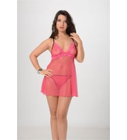 Pembe Tül Gecelik - 654