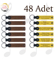 A Kahve & Sarı, Söz Merasimi Misafirlerine Anı, 48’li Set, Mesajlı Deri Hatıra Anahtarlık