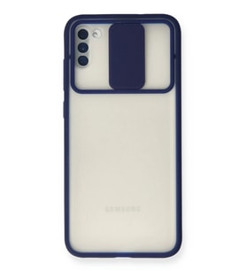 Mey İthalat® Samsung Galaxy A11 Kılıf Palm Buzlu Kamera Sürgülü Silikon - Lacivert