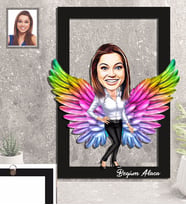 Kişiye Özel Melek Anne Karikatürlü 3D Ahşap Tablo Model-5