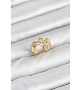 Pirinç Gold Renk Yonca Model Kadın Yüzük TJ-BYK3894