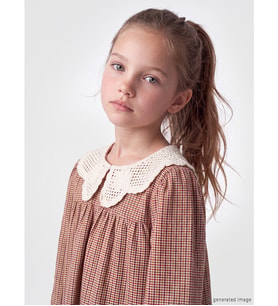 LCW Kids Turuncu Bebe Yaka Ekose Kız Çocuk Gabardin Elbise