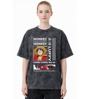 Monkey D. Luffy One Piece Anime Baskılı Unisex Oversize Eskitme Yıkamalı Tişört