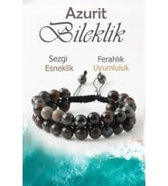 Azurit Doğaltaş Bileklik, Azurit Doğal Taş Çift Sıra Makrome Bileklik B1043 (8mm-18cm)