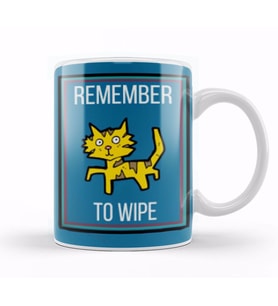 REMEMBER TO WIPE CAT Kupa Bardak Porselen