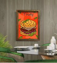 BK Gift Cafe & Bar & Restaurant Konseptli Doğal Masif Ahşap Çerçeveli Tablo-69