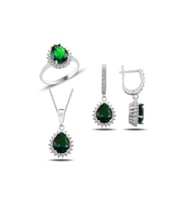Yeşil Takı Seti Green Stone Silver 925 Ayar