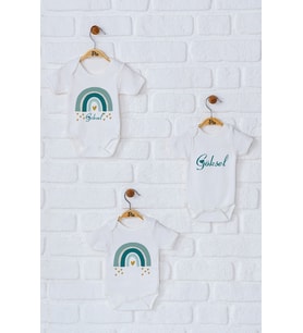 Pia Baby Premium %100 Pamuk İsme Özel Organik Baskılı Üçlü Set Çıtçıtlı Bebek Body Zıbın Modelleri 5055-18 (Ekru)