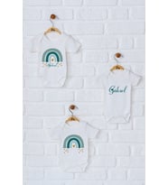 Pia Baby Premium %100 Pamuk İsme Özel Organik Baskılı Üçlü Set Çıtçıtlı Bebek Body Zıbın Modelleri 5055-18 (Ekru)