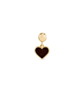 Heart Küpe, 1 mikron 18 Ayar Altın Kaplama (925 A. Gümüş Üzerine), Siyah Mine (Altın)