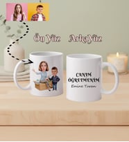Kişiye Özel Karikatürlü Öğretmen Öğrenci Kupa Bardak