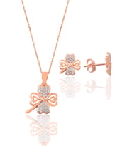 Gümüş  rose yonca modeli ikili set SGTL9088