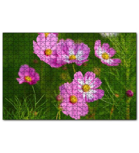 Cakapuzzle Pembe Beyaz Çiçekler  Puzzle Yapboz MDF (Ahşap) (120 Parça)