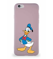 Apple iPhone 6S Soft Premier Kapak Donald Duck-C Tasarımlı Silikon Kılıf - Pudra (Şeffaf)