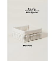 El Yapımı Pamuk İp Astarlı Metal Sepet 22x22x10 cm, Organizer