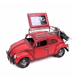 Nostaljik Metal Kumbara ve Resim Çerçeveli Vosvos Metal Araba E-3398S