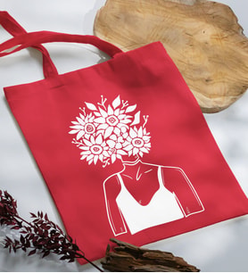 BK Gift Modern Art Tasarımlı Kırmızı Kumaş Bez Çanta, Baskılı Omuz Çantası, Alışveriş Çantası, Arkadaşa Hediye-4