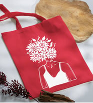 BK Gift Modern Art Tasarımlı Kırmızı Kumaş Bez Çanta, Baskılı Omuz Çantası, Alışveriş Çantası, Arkadaşa Hediye-4