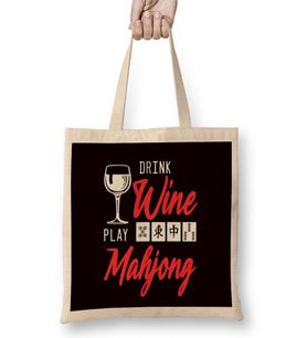 Drink Wine Play Mahjong Chinese Board Game Player Solitaire Bez Çanta Uzun Saplı