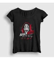 Presmono Kadın Siyah Bella Ciao La Casa De Papel T-Shirt 196489tt