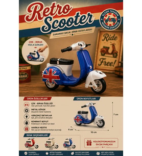 10 cm Maket Scooter Metal Retro Tasarımlı Oyuncak Motor
