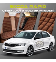 Skoda Rapid Kahverengi Renk Tay Tüyü Cepli & Terletmez Sırtlı Oto Koltuk Minder Seti - Koltuk Koruma Kılıfı (ÖN & ARKA TAM SET)
