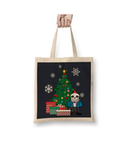 Sans Around The Christmas Tree Undertale Beyaz Bez Çanta Uzun Saplı Alışveriş Çantası