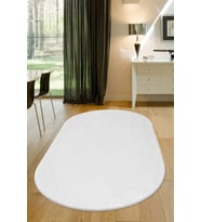 Dijidekor Peluş Halı Beyaz Cool Yıkanabilir Oval Post Kesme Yolluk Kilim Salon Halısı Modelleri
