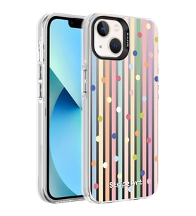 Apple iPhone 13 Kılıf Desenli Zore Silver Sert Kılıf Noktalar